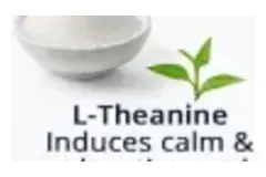 Green leaves and white powder representing L-theanine